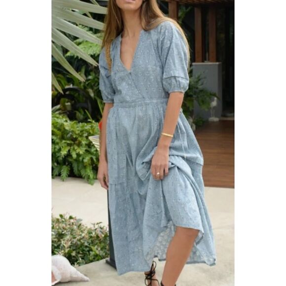 Anthropologie Kopal Keri Brick Hand Print Maxi Dress Sz. M - Picture 1 of 11